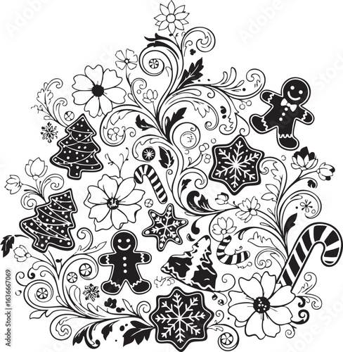 christmas, flower, pattern, floral, seamless, vector, decoration, illustration, wallpaper, ornament, vintage, design, rose, nature, art, texture, leaf, flowers, pink, summer, plant, card, element, dec