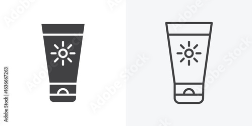 Sun cream icon. Line Art And Clip art Style Design