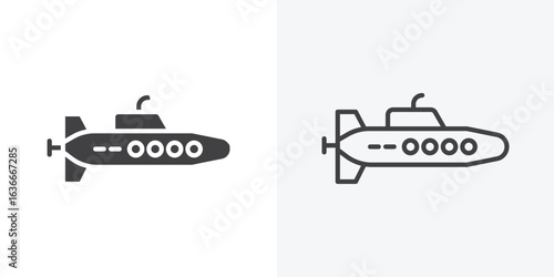 Submarine icon. Line Art And Clip art Style Design