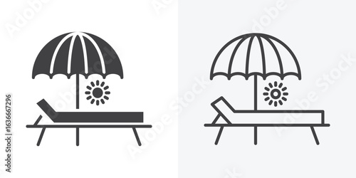 Sun bed icon. Line Art And Clip art Style Design