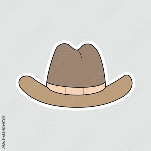 Cowboy Hat Vector Illustration Sticker. Simple cowboy hat vector sticker with cartoon style. Great for Western themes, fashion, travel, or country-inspired design elements