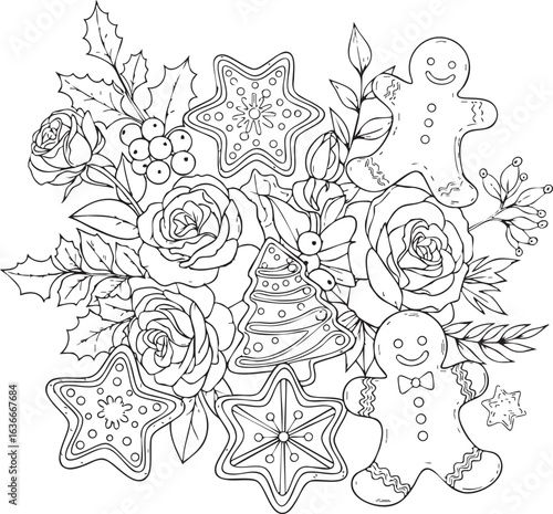 christmas, flower, pattern, floral, seamless, vector, decoration, illustration, wallpaper, ornament, vintage, design, rose, nature, art, texture, leaf, flowers, pink, summer, plant, card, element, dec