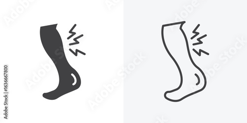 Shin pain icon. Line Art And Clip art Style Design