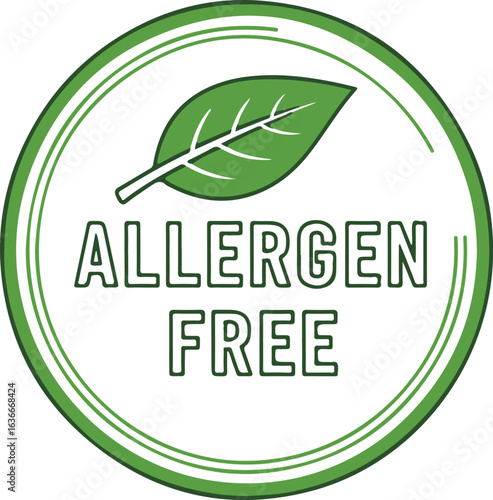 Allergen free green leaf icon on white background