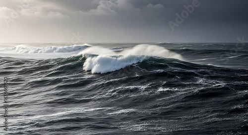 Fototapeta Naklejka Na Ścianę i Meble -  Powerful sea waves crashing during a storm in the atlantic ocean
