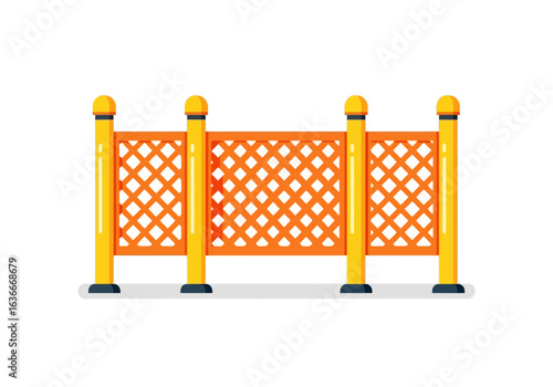 A vibrant, cartoon-style illustration of a decorative orange and yellow fence, perfect for adding a touch of visual interest to any design or project.