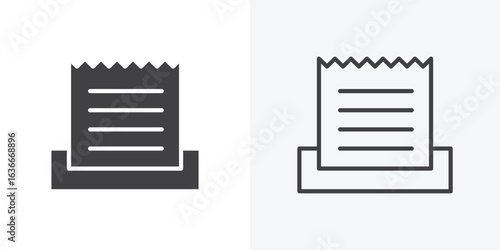 Paper receipt icon. Line Art And Clip art Style Design