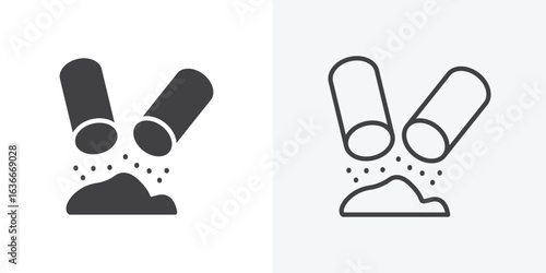Open Capsule Pill icon. Line Art And Clip art Style Design