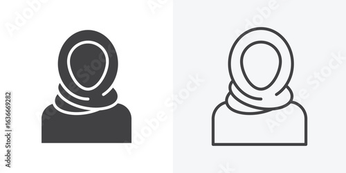 Muslim woman icon. Line Art And Clip art Style Design