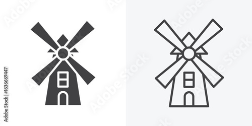 Mill icon. Line Art And Clip art Style Design