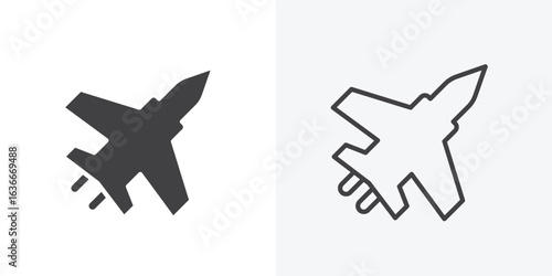 Military aircraft icon. Line Art And Clip art Style Design