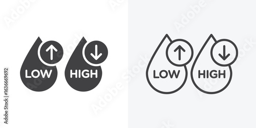 Low and high cholesterol icon. Line Art And Clip art Style Design