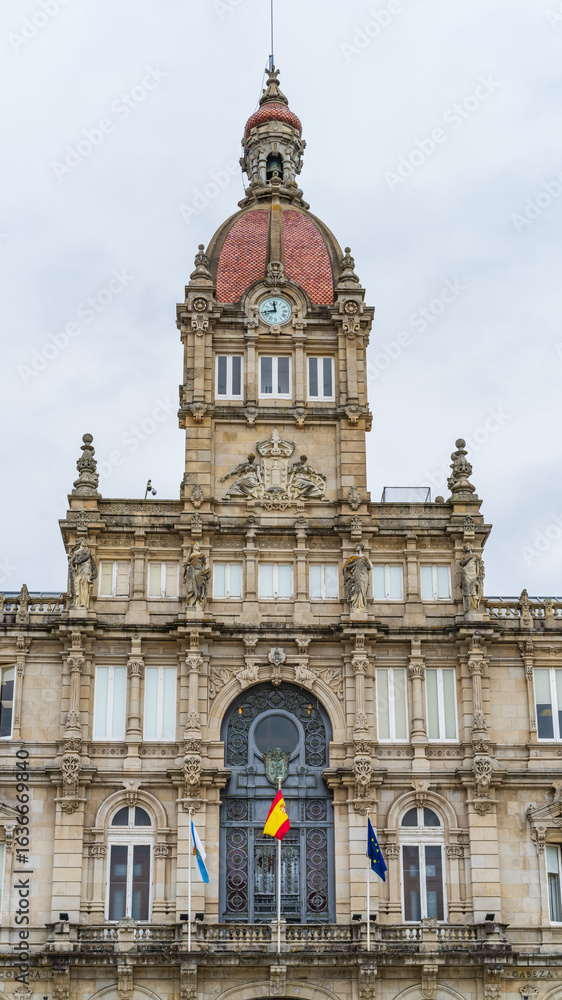 Obraz premium A Coruna City Hall in Maria Pita Square, Galicia.