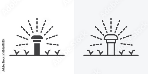 Lawn sprinkler icon. Line Art And Clip art Style Design