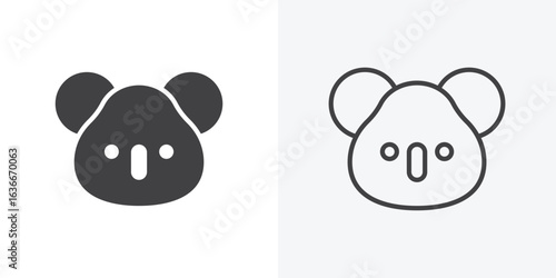 Koala head icon. Line Art And Clip art Style Design