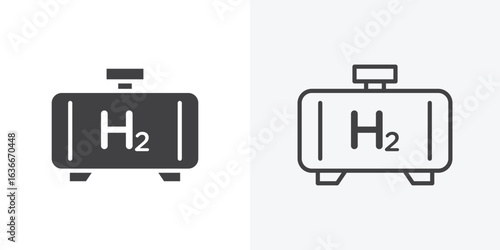 Hydrogen gas tank icon. Line Art And Clip art Style Design