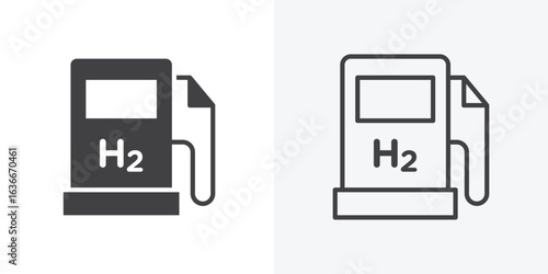 hydrogen fuel pump icon. Line Art And Clip art Style Design