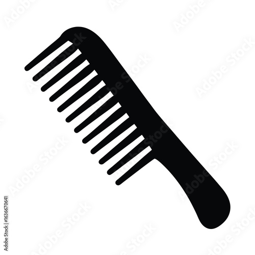 Stylized black vector art of comb for personal grooming and hair care illustration