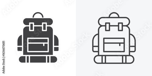 Hiking backpack icon. Line Art And Clip art Style Design