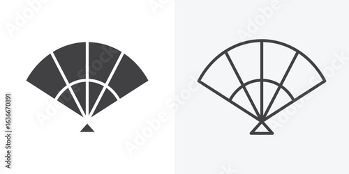 Hand fan icon. Line Art And Clip art Style Design