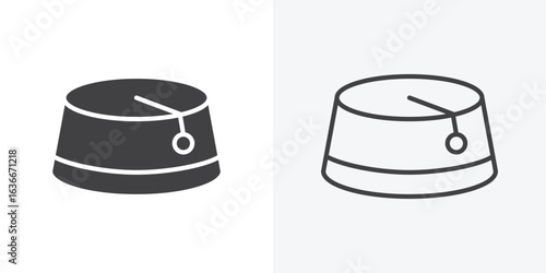 Fez hat icon. Line Art And Clip art Style Design