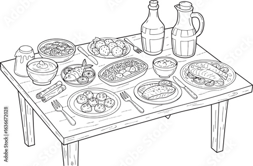 Elegant Monochrome Illustration of a Traditional Swedish Sm