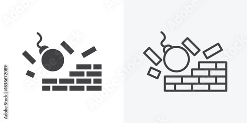 Demolition icon. Line Art And Clip art Style Design