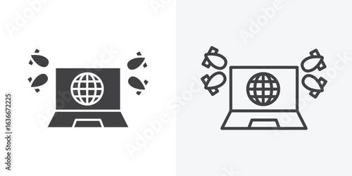 Ddos icon. Line Art And Clip art Style Design