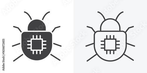 Computer bug icon. Line Art And Clip art Style Design