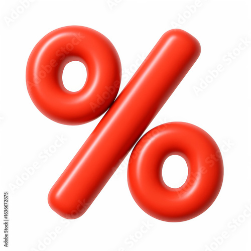 Percent sign. 3d rendering isolated on white background. Cartoon plastic style icon