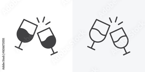 champagne glasses icon. Line Art And Clip art Style Design