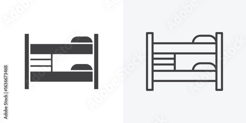 Bunk bed icon. Line Art And Clip art Style Design