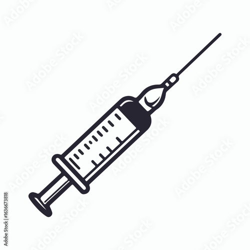 Hypodermic needle and plastic syringe on a white background, isolated medical tool for injection and vaccination
