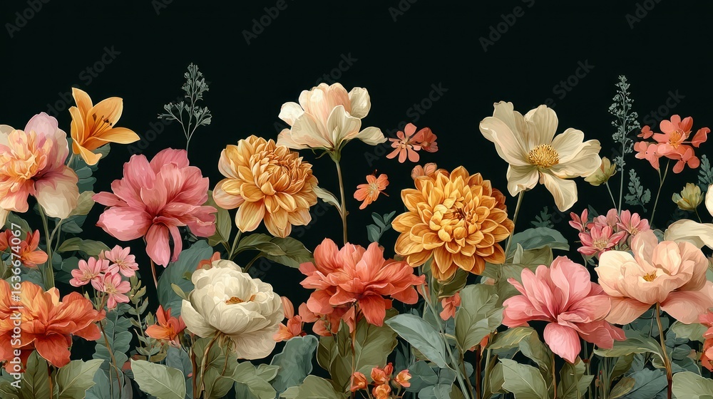 Obraz premium Detailed vintage floral design pattern