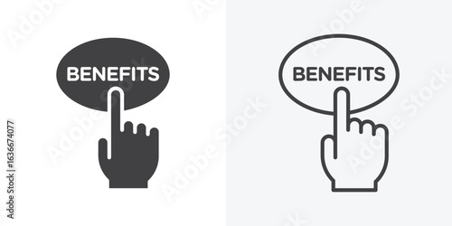 benefits icon. Line Art And Clip art Style Design