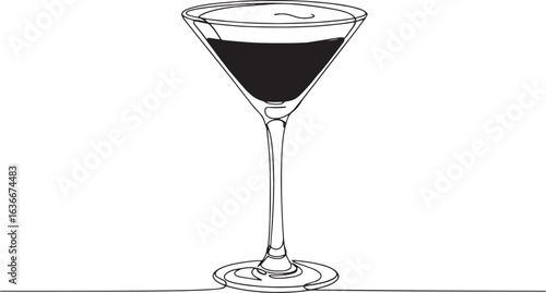Stylized Espresso Martini Illustration with Continuous Line Draw