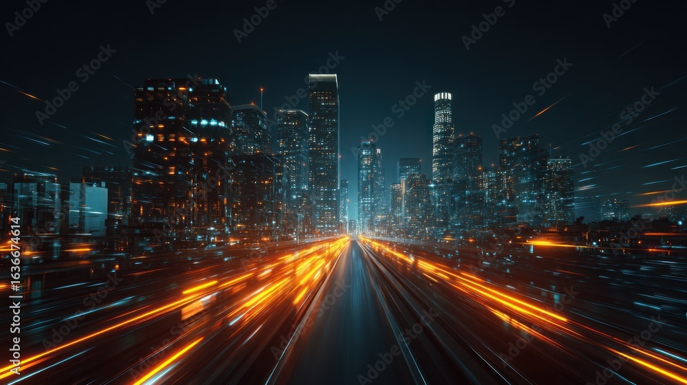 Obraz premium Futuristic cityscape night view