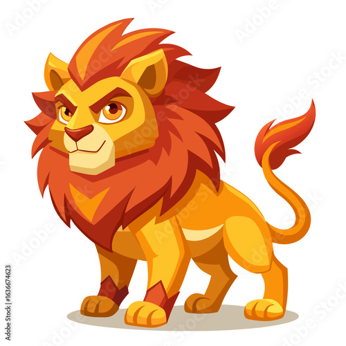 vector illustration of lion, standing majestic, cartoon