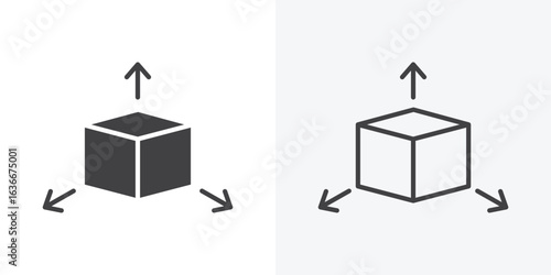 3D modeling icon. Line Art And Clip art Style Design