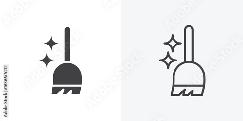 Sweeping icon. Line Art And Clip art Style Design
