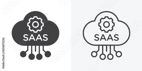 SaaS icon. Line Art And Clip art Style Design