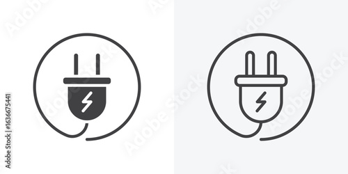 Electric plug icon. Line Art And Clip art Style Design