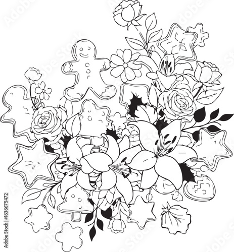 christmas, flower, pattern, floral, seamless, vector, decoration, illustration, wallpaper, ornament, vintage, design, rose, nature, art, texture, leaf, flowers, pink, summer, plant, card, element, dec