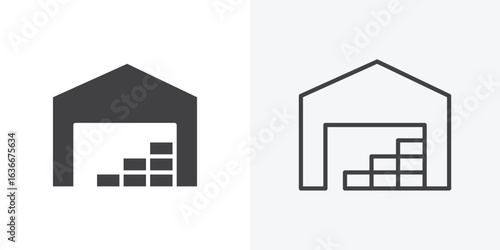 Warehouse icon. Line Art And Clip art Style Design