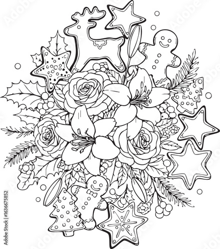 christmas, flower, pattern, floral, seamless, vector, decoration, illustration, wallpaper, ornament, vintage, design, rose, nature, art, texture, leaf, flowers, pink, summer, plant, card, element, dec