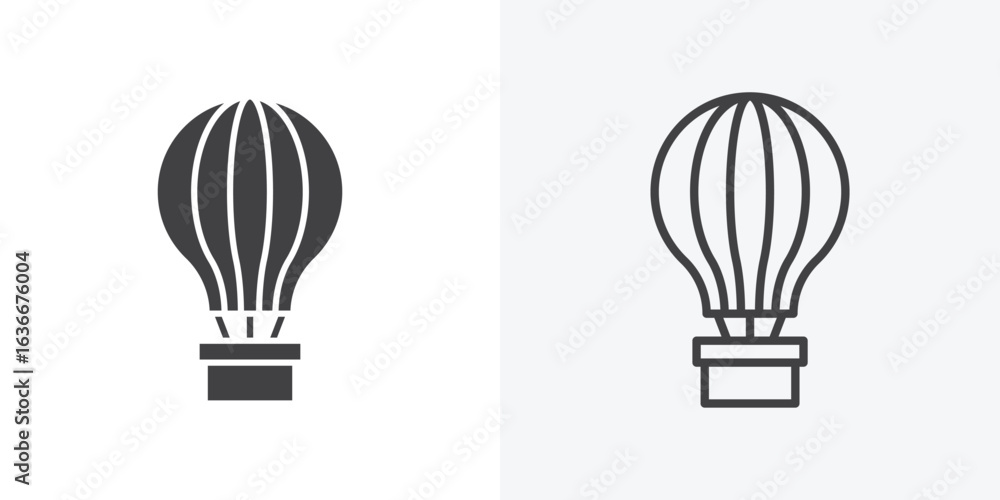 Naklejka premium Hot air balloon icon. Line Art And Clip art Style Design