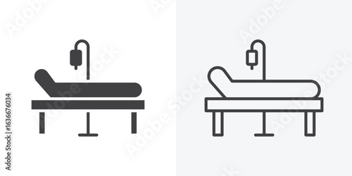 Hospital bed icon. Line Art And Clip art Style Design