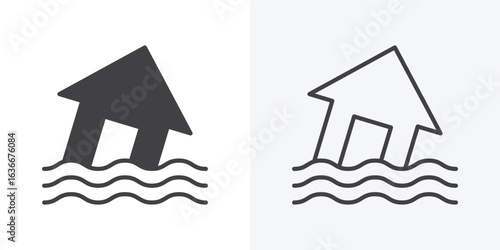 Flood icon. Line Art And Clip art Style Design