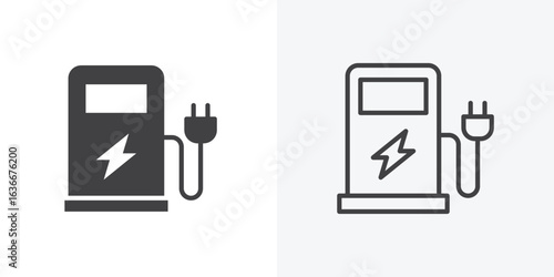 Charging station icon. Line Art And Clip art Style Design