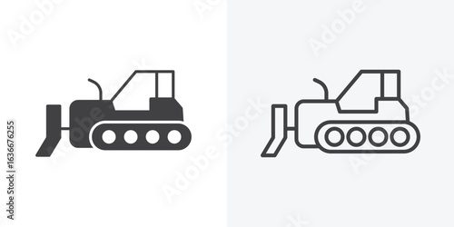 Bulldozer icon. Line Art And Clip art Style Design